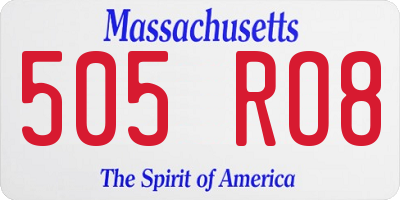 MA license plate 505RO8