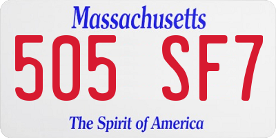 MA license plate 505SF7