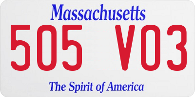 MA license plate 505VO3