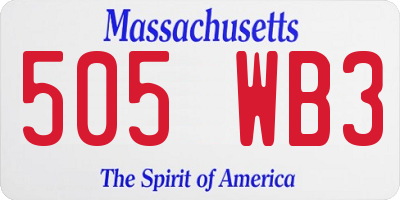 MA license plate 505WB3