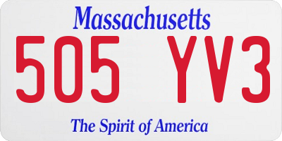MA license plate 505YV3