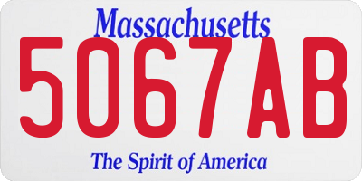 MA license plate 5067AB