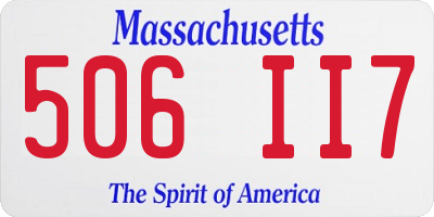 MA license plate 506II7