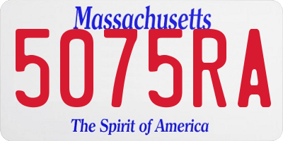 MA license plate 5075RA