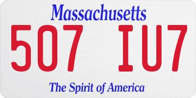 MA license plate 507IU7