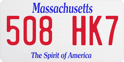 MA license plate 508HK7