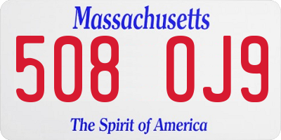 MA license plate 508OJ9