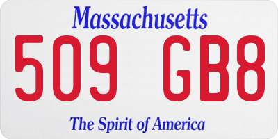 MA license plate 509GB8