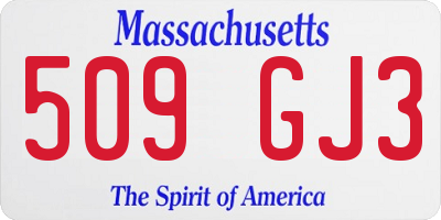 MA license plate 509GJ3