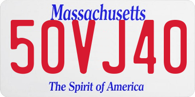 MA license plate 50VJ40