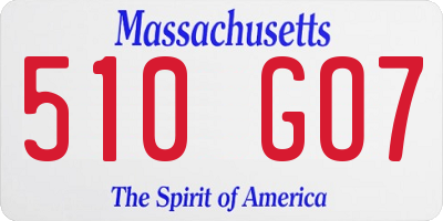MA license plate 510GO7