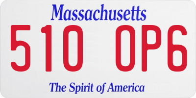 MA license plate 510OP6