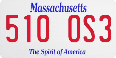 MA license plate 510OS3