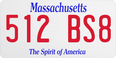 MA license plate 512BS8