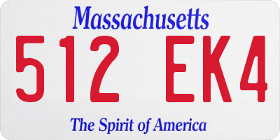 MA license plate 512EK4