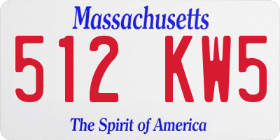 MA license plate 512KW5
