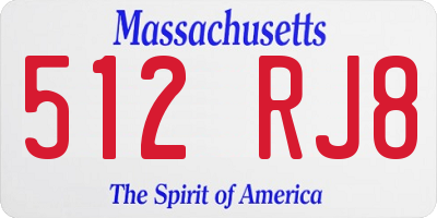MA license plate 512RJ8