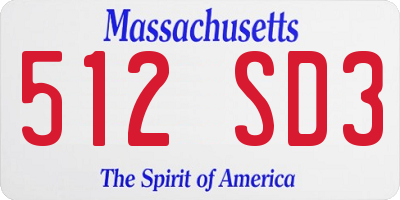 MA license plate 512SD3