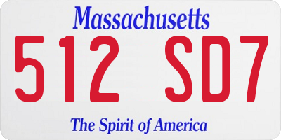 MA license plate 512SD7