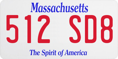 MA license plate 512SD8