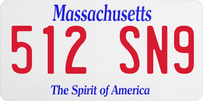 MA license plate 512SN9