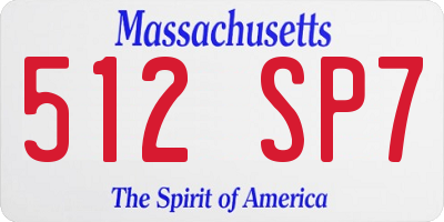 MA license plate 512SP7