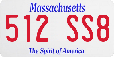 MA license plate 512SS8