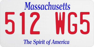 MA license plate 512WG5