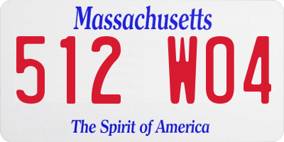 MA license plate 512WO4