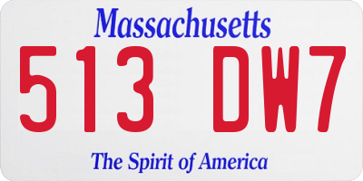 MA license plate 513DW7