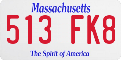 MA license plate 513FK8
