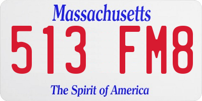 MA license plate 513FM8