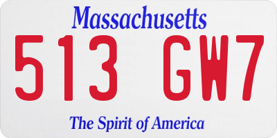 MA license plate 513GW7