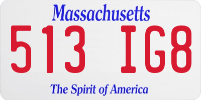 MA license plate 513IG8