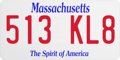 MA license plate 513KL8