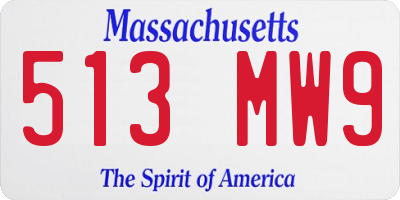 MA license plate 513MW9