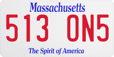 MA license plate 513ON5