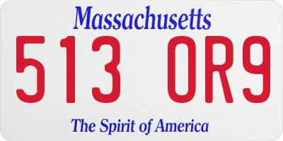MA license plate 513OR9