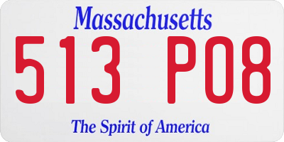 MA license plate 513PO8