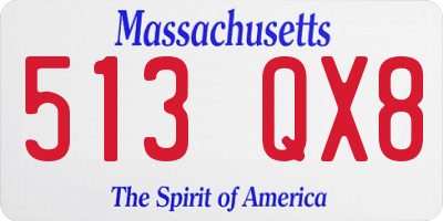 MA license plate 513QX8