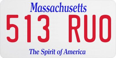 MA license plate 513RU0