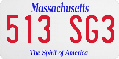 MA license plate 513SG3