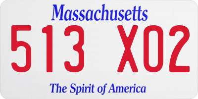 MA license plate 513XO2