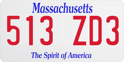 MA license plate 513ZD3
