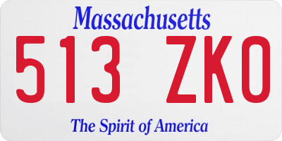 MA license plate 513ZK0