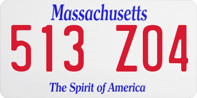 MA license plate 513ZO4