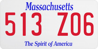 MA license plate 513ZO6