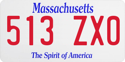 MA license plate 513ZX0
