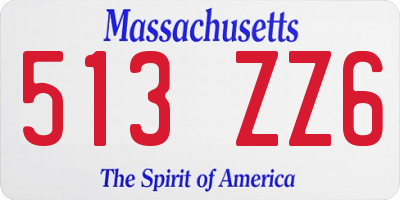 MA license plate 513ZZ6