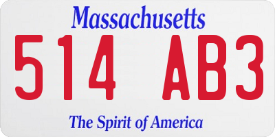 MA license plate 514AB3